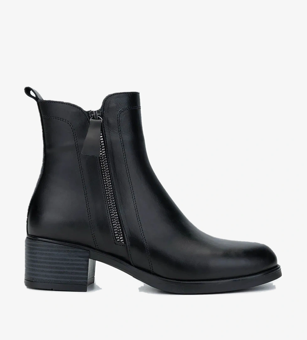 Tamer Tanca Kadın Hakiki Deri Siyah Deri Topuklu Bot - Görsel 1