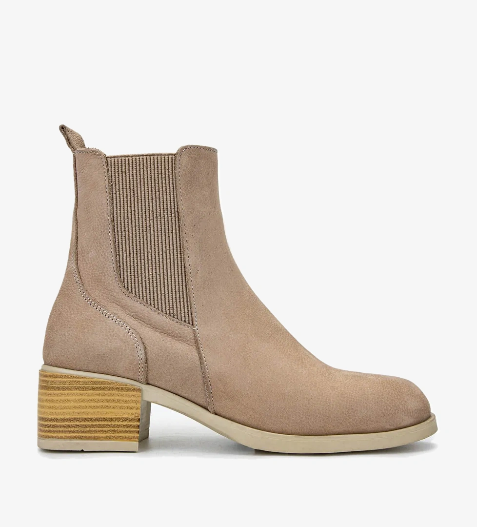 Tamer Tanca Kadın Hakiki Deri Bej Topuklu Bot - Görsel 1