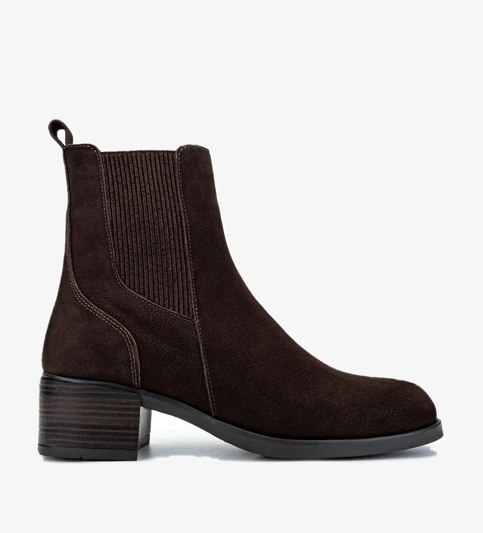 Tamer Tanca Kadın Hakiki Deri Kahverengi Nubuk Topuklu Bot - Görsel 1