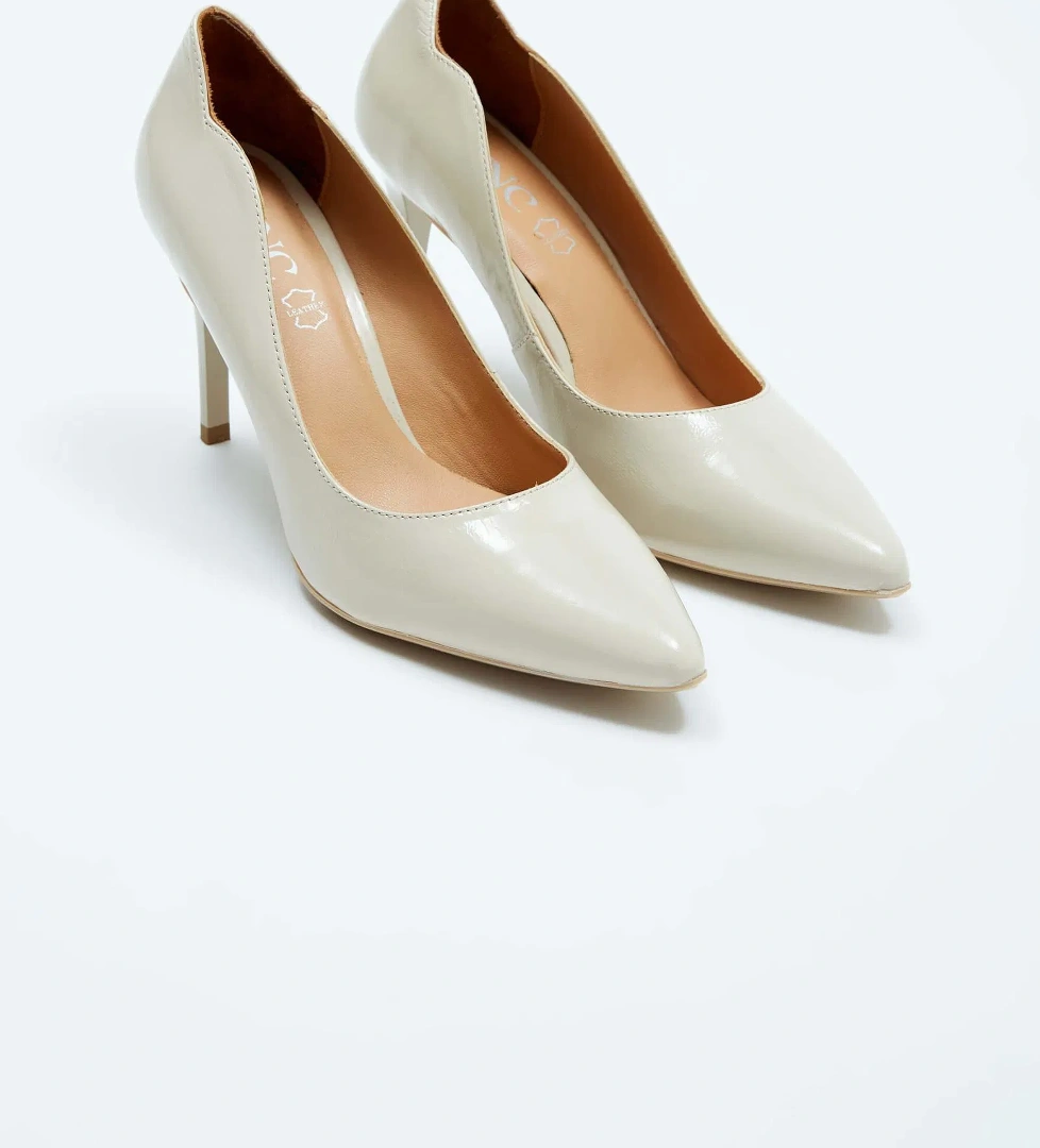 Tamer Tanca Kadın Hakiki Deri Bej Topuklu Ayakkabı - Görsel 1