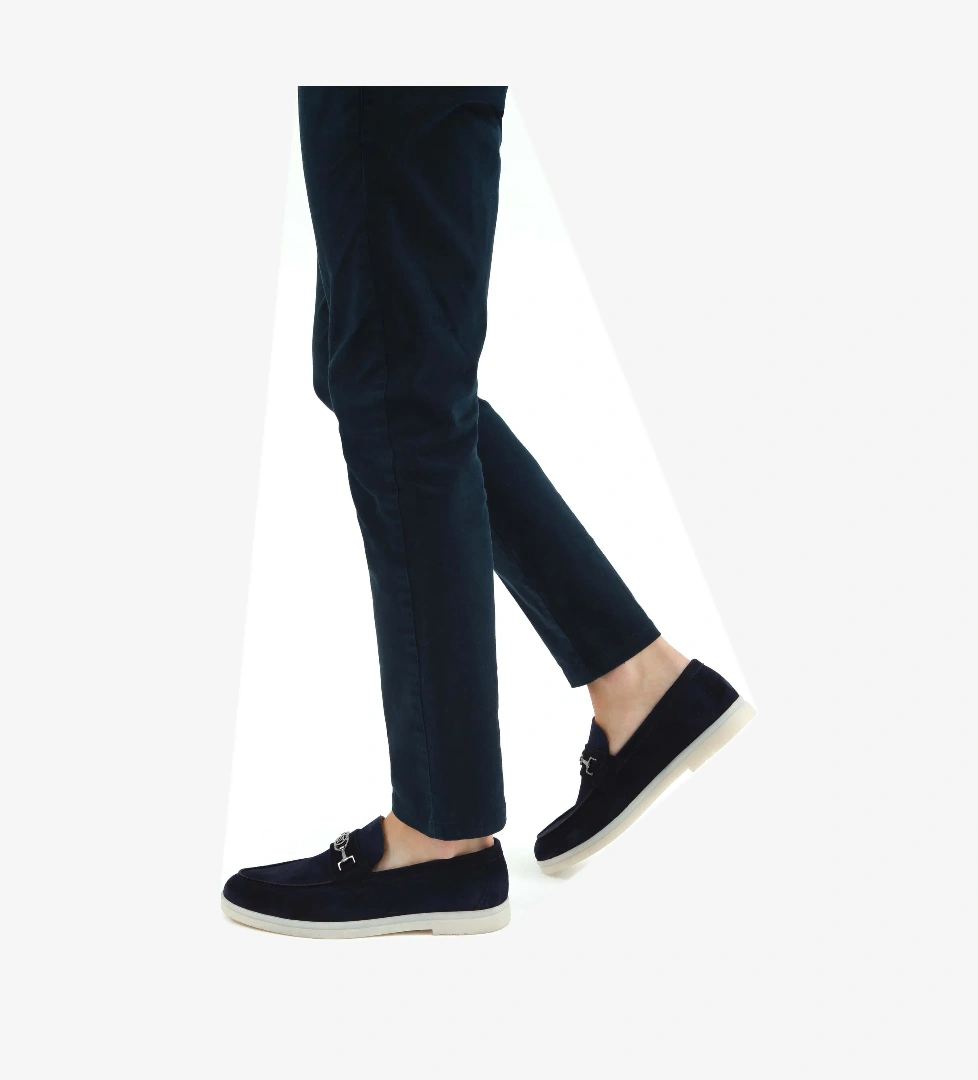Tamer Tanca Tamer Tanca Erkek Hakiki Deri Lacivert Süet Loafer Ayakkabı Casual Ayakkabı | FashFed Lacivert - 1. görsel