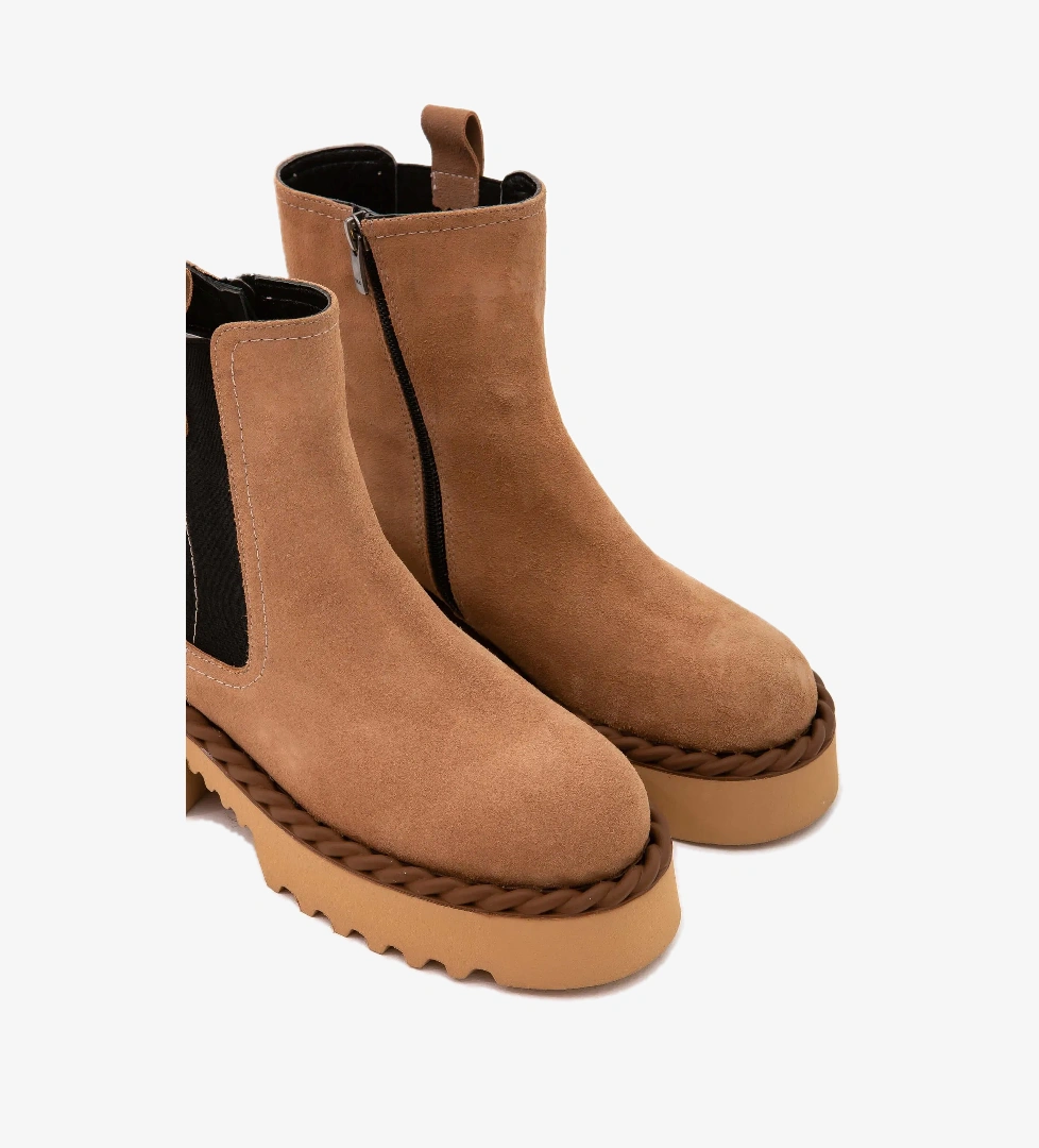 Tamer Tanca Tamer Tanca Kadın Hakiki Deri Bej Casual Bot model görseli