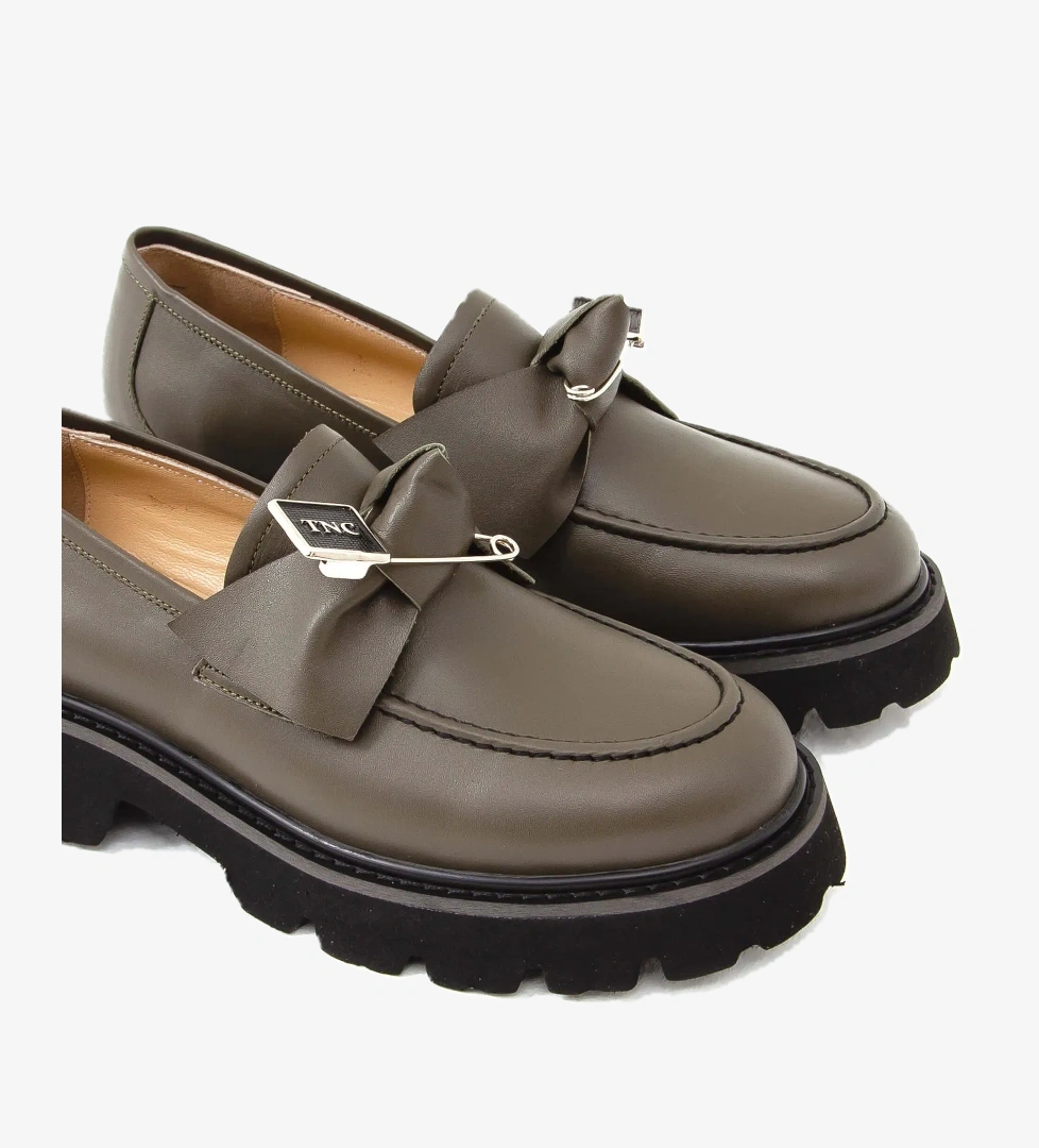 Tamer Tanca Tamer Tanca Kadın Hakiki Deri Haki Loafer Ayakkabı model görseli