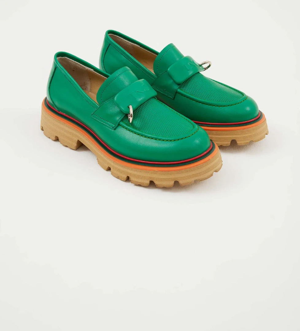 Tamer Tanca Tamer Tanca Kadın Hakiki Deri Yeşil Loafer Ayakkabı Casual Ayakkabı | FashFed Yeşil - 1. görsel