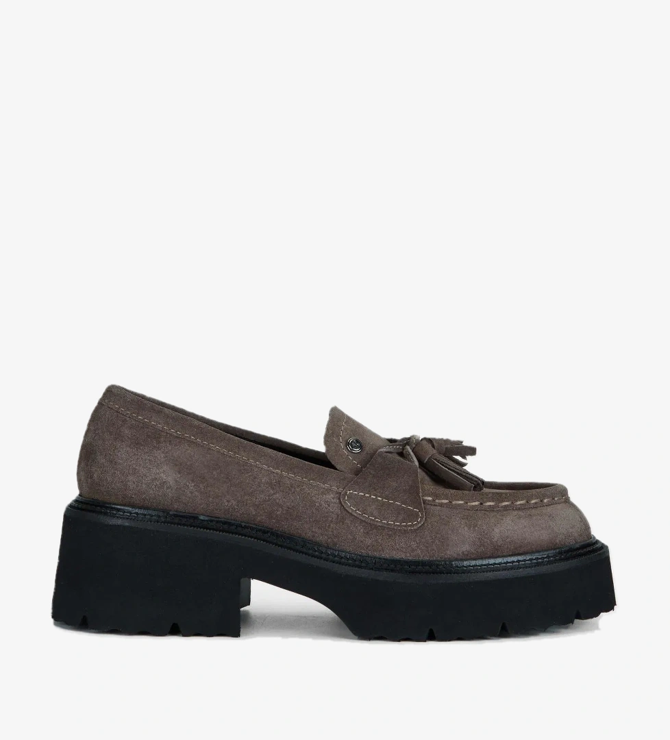Tamer Tanca Kadın Hakiki Deri Gri Loafer Ayakkabı - Görsel 1
