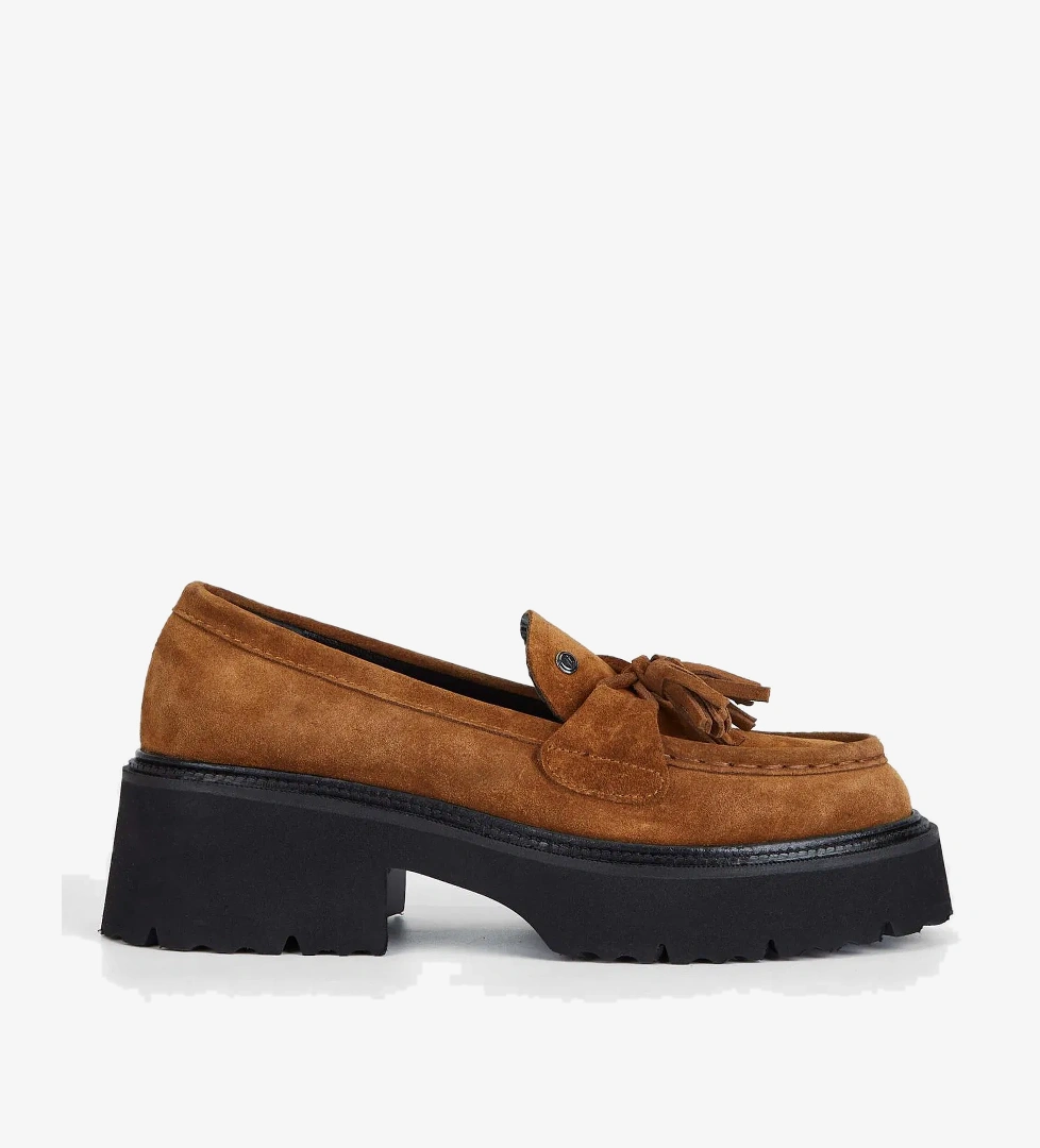 Tamer Tanca Kadın Hakiki Deri Taba Süet Loafer Ayakkabı - Görsel 1