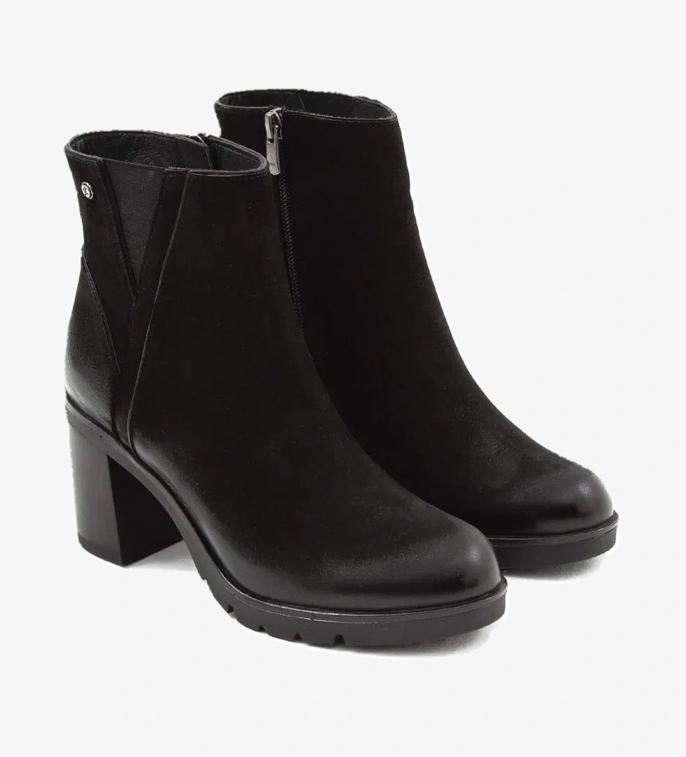 Tamer Tanca Kadın Hakiki Deri Siyah Nubuk Klasik Bot - Görsel 1