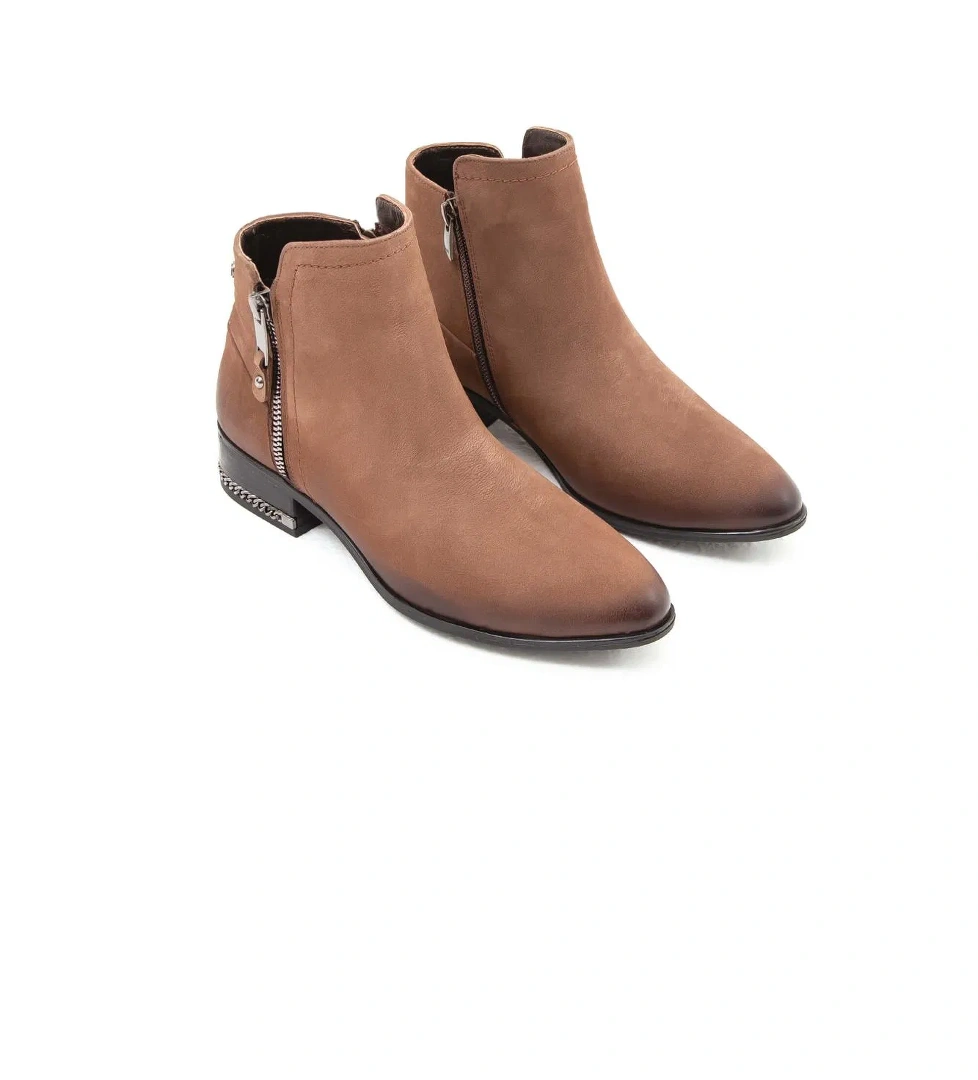 Tamer Tanca Kadın Hakiki Deri Bej Klasik Bot - Görsel 1