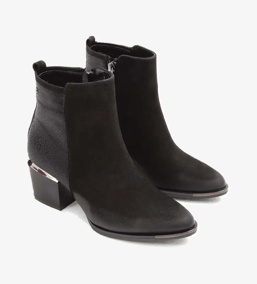 Tamer Tanca Kadın Hakiki Deri Siyah Nubuk Klasik Bot - Görsel 1