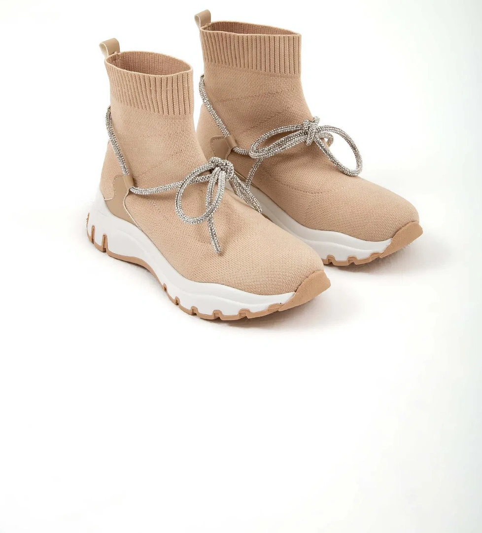 Tamer Tanca Tamer Tanca Kadın Triko Bej Günlük Bot model görseli