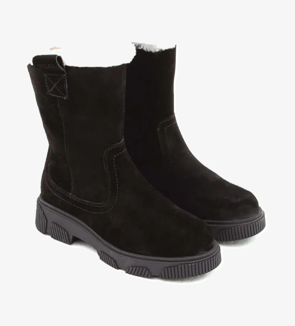 Tamer Tanca Kadın Hakiki Deri Siyah Süet Casual Bot - Görsel 1
