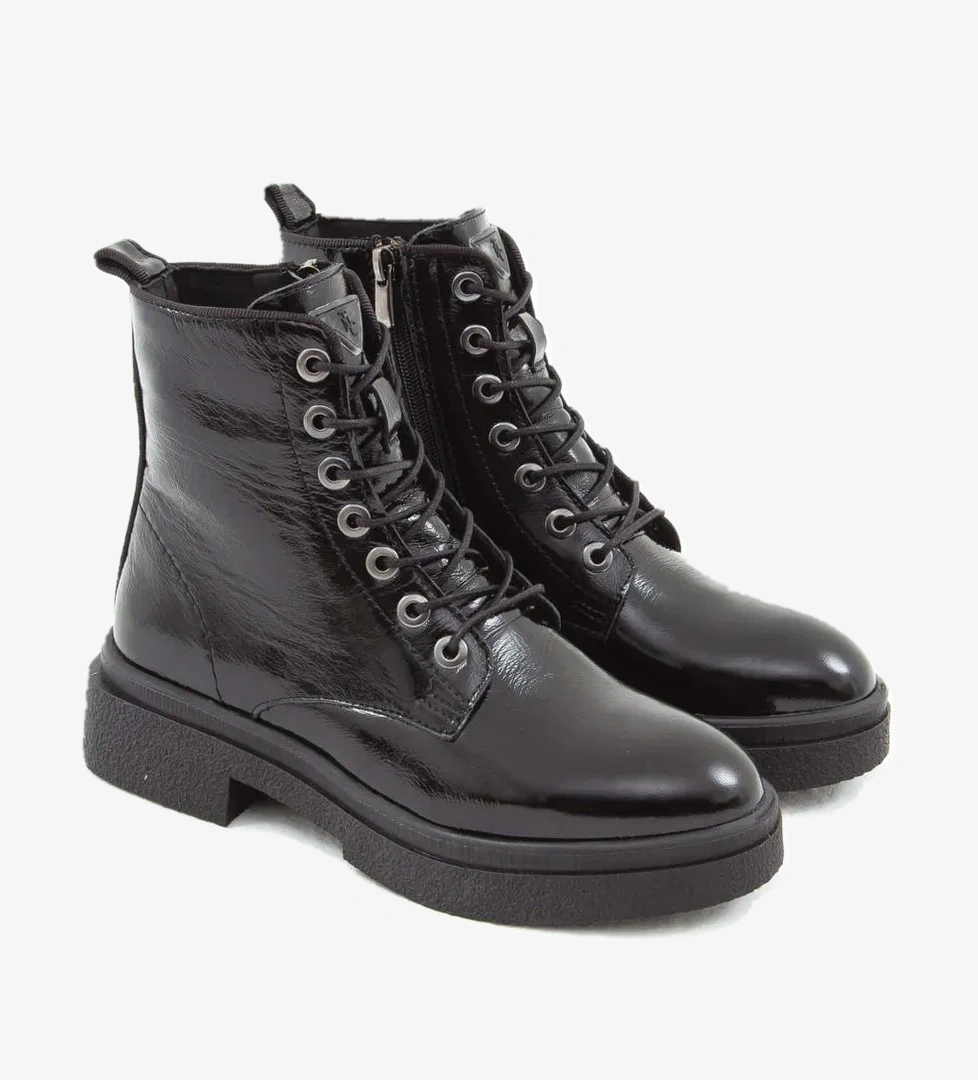 Tamer Tanca Kadın Hakiki Deri Siyah Rugan Casual Bot - Görsel 1