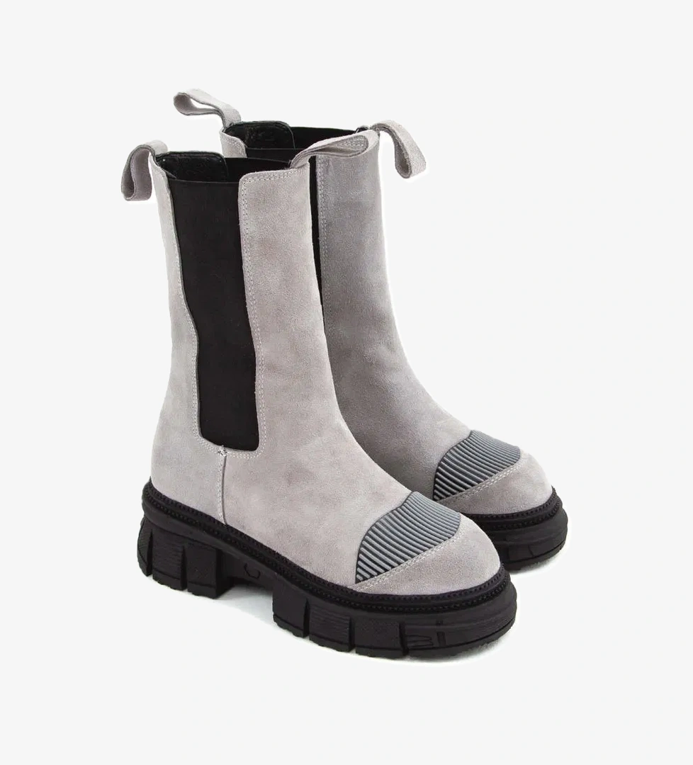 Tamer Tanca Kadın Hakiki Deri Gri Casual Bot - Görsel 1