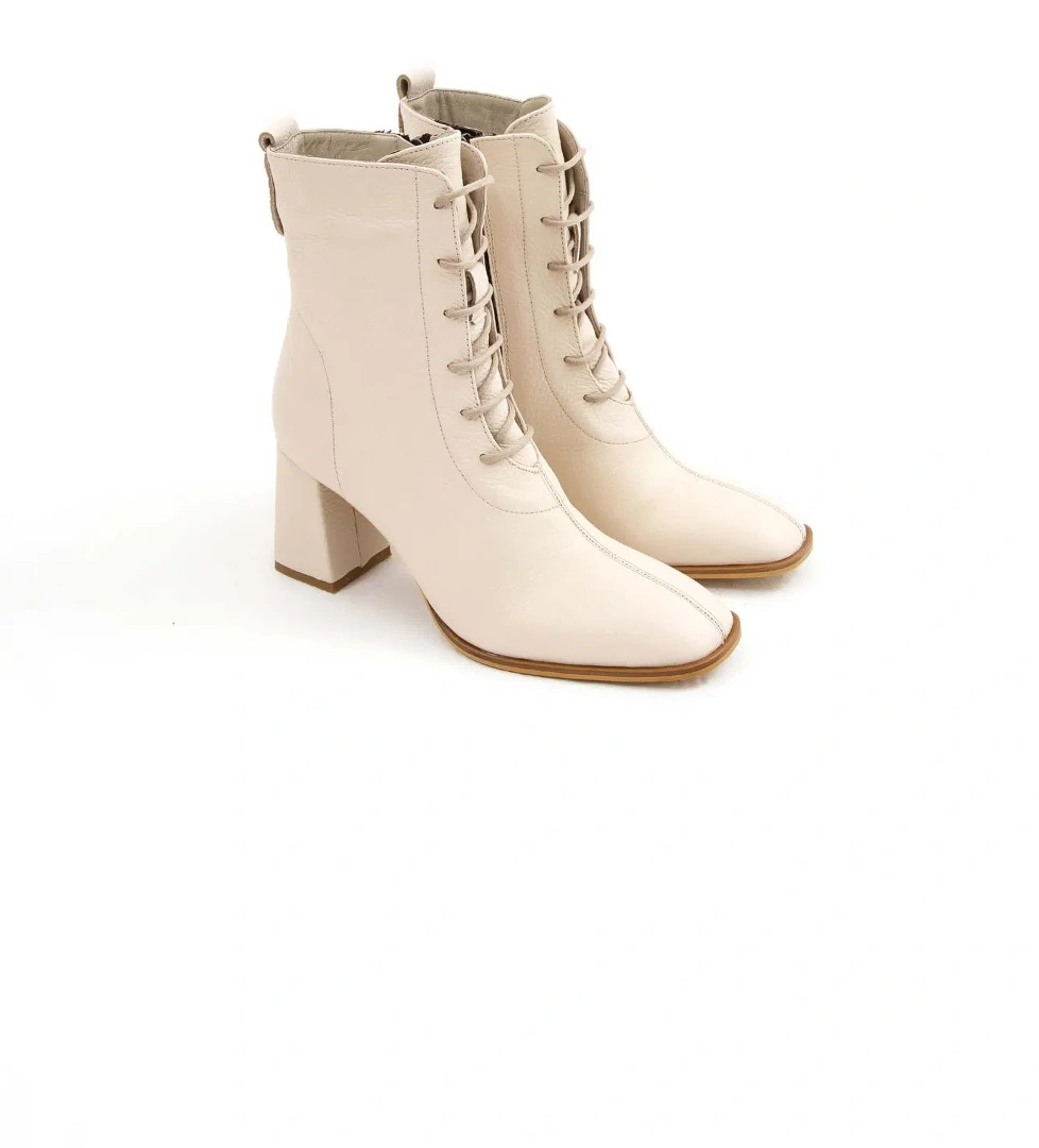 Tamer Tanca Kadın Hakiki Deri Bej Bot - Görsel 1