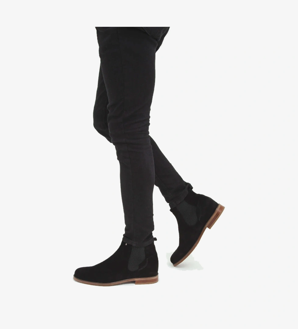 Tamer Tanca Erkek Hakiki Deri Siyah Süet Casual Bot - Görsel 1