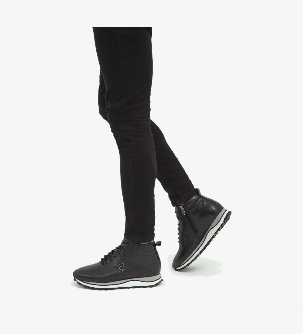 Tamer Tanca Erkek Hakiki Deri Siyah Casual Bot - Görsel 1