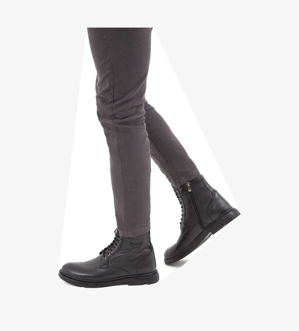 Tamer Tanca Erkek Hakiki Deri Siyah Klasik Bot - Görsel 1