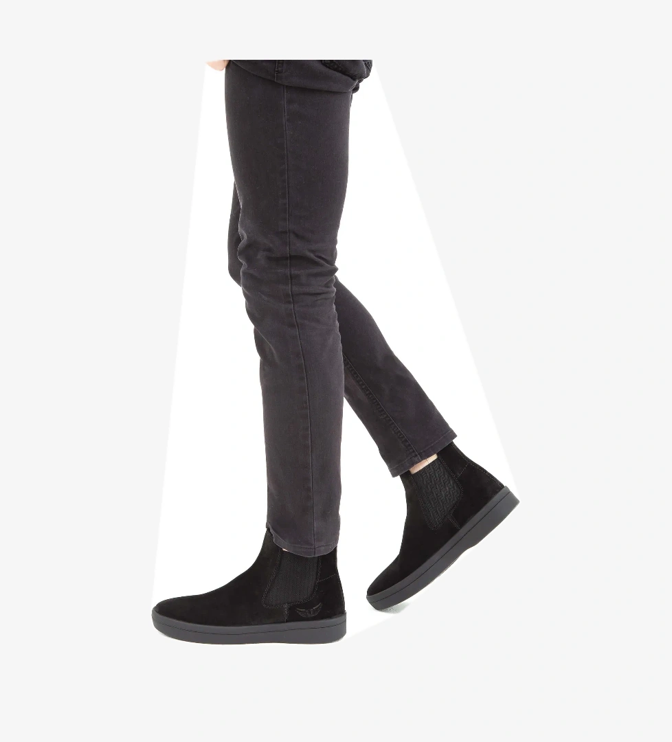 Tamer Tanca Erkek Hakiki Deri Siyah Süet Casual Bot - Görsel 1