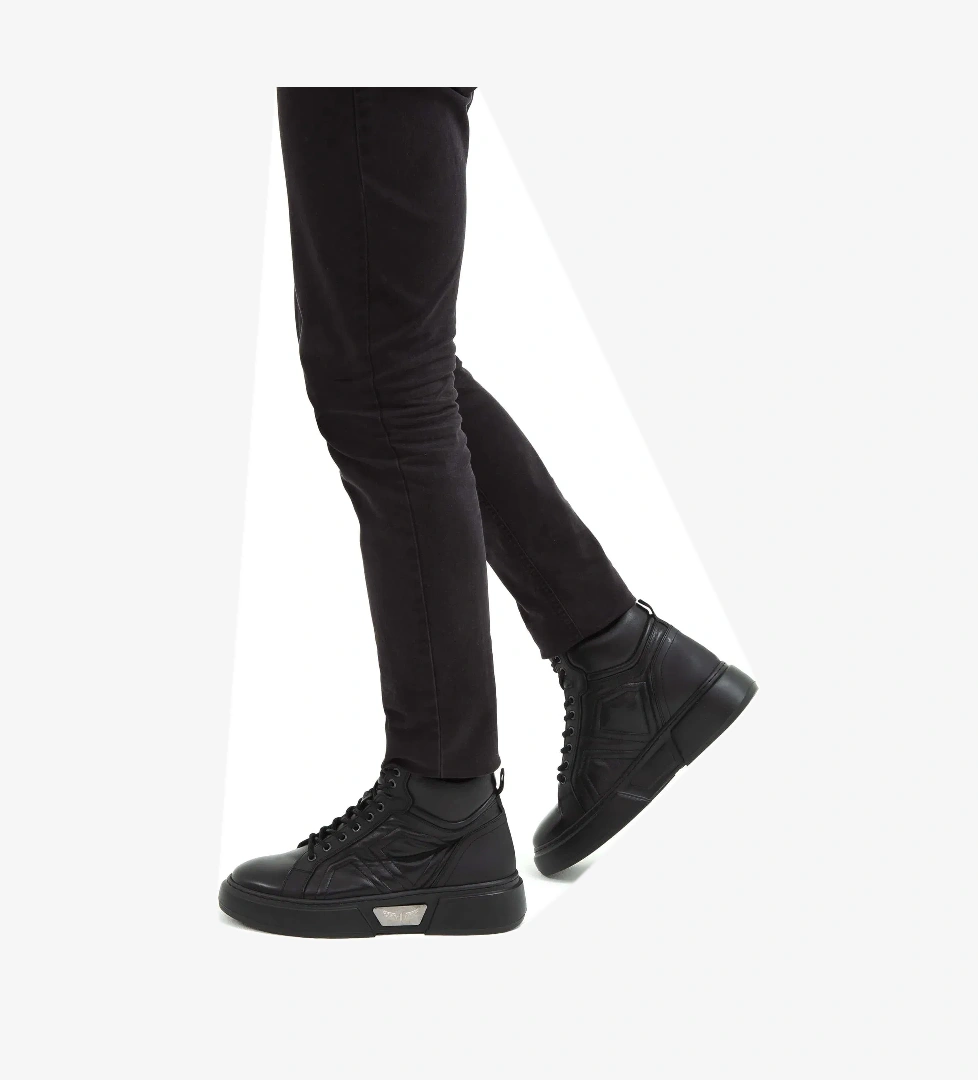 Tamer Tanca Tamer Tanca Erkek Hakiki Deri Siyah Casual Bot model görseli