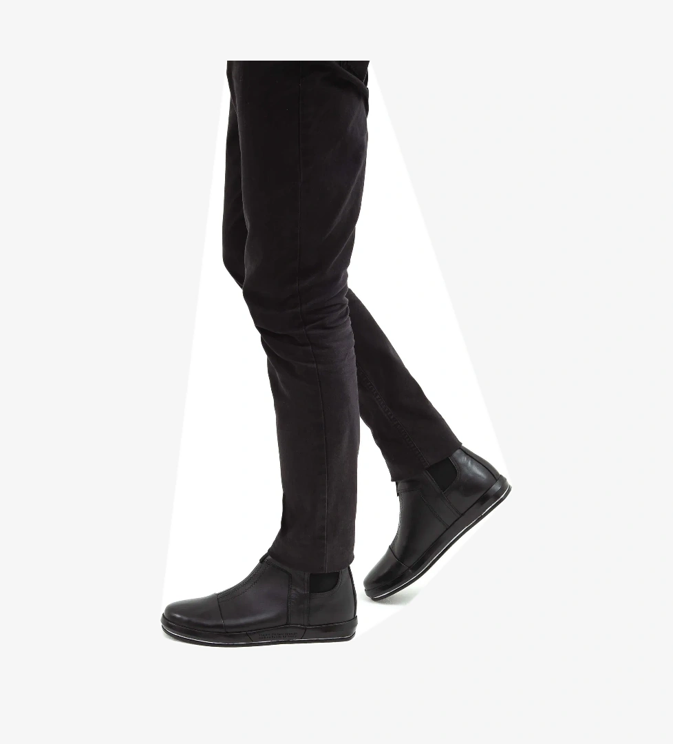 Tamer Tanca Erkek Hakiki Deri Siyah Casual Bot - Görsel 1