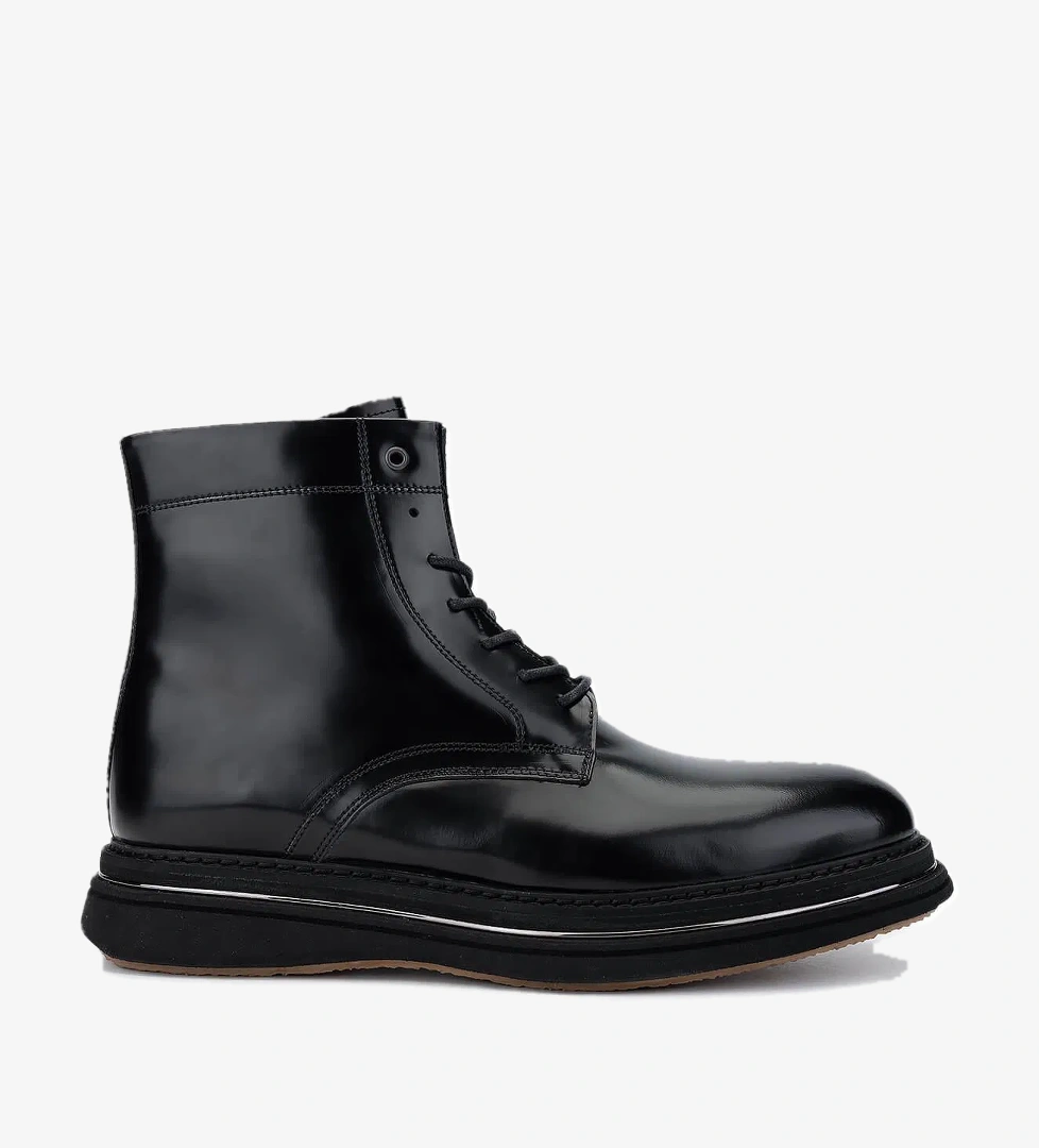 Tamer Tanca Erkek Hakiki Deri Siyah Açma Postal Bot - Görsel 1