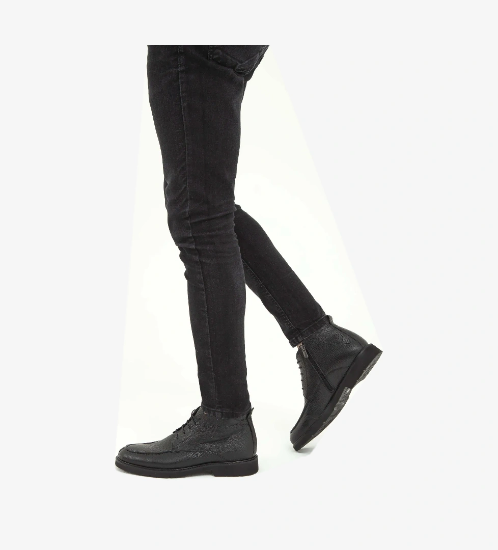 Tamer Tanca Erkek Hakiki Deri Siyah Klasik Bot - Görsel 1