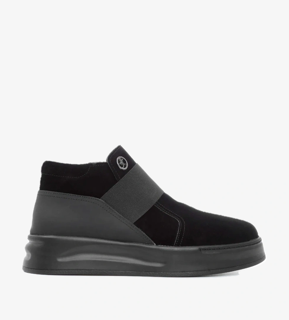 Tamer Tanca Erkek Hakiki Deri Siyah Süet Casual Bot - Görsel 1