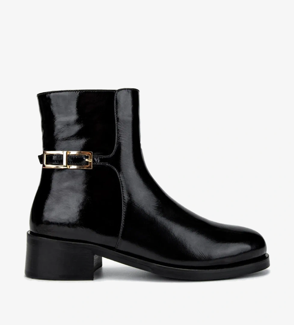 Valmenti Kadın Siyah Rugan Düz Bot - Görsel 1