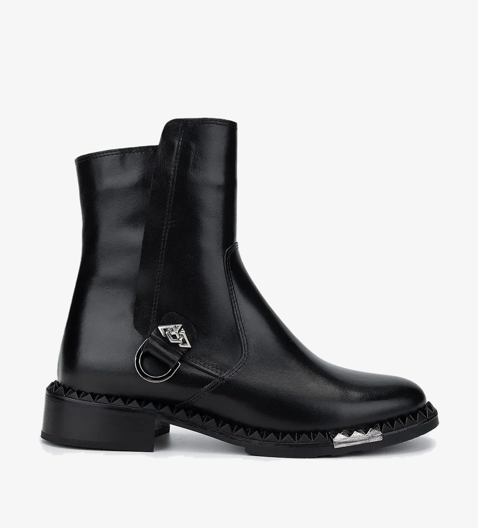 Valmenti Valmenti Kadın Hakiki Deri Siyah Deri Düz Bot model görseli