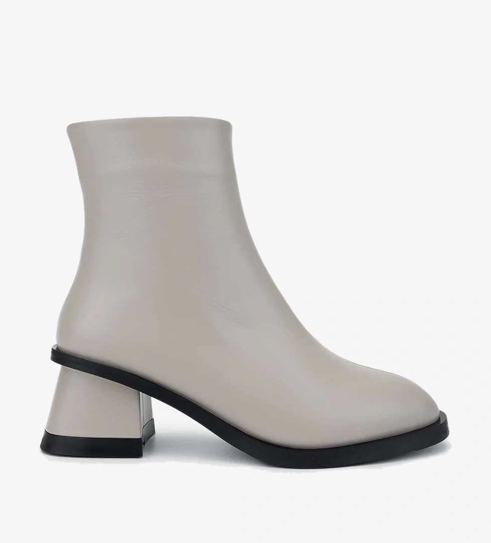 Valmenti Kadın Hakiki Deri Bej Rugan Topuklu Bot - Görsel 1