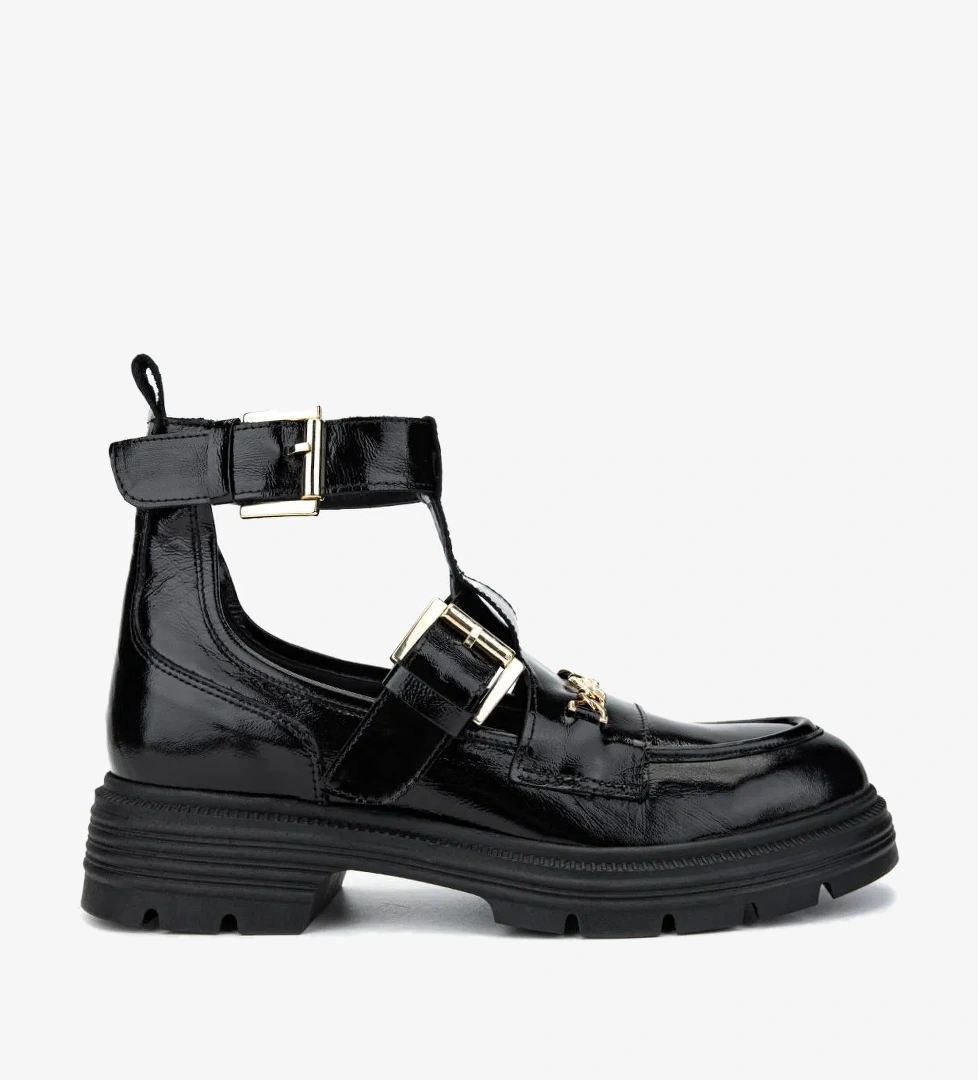 Valmenti Valmenti Kadın Hakiki Deri Siyah Rugan Casual Bot model görseli