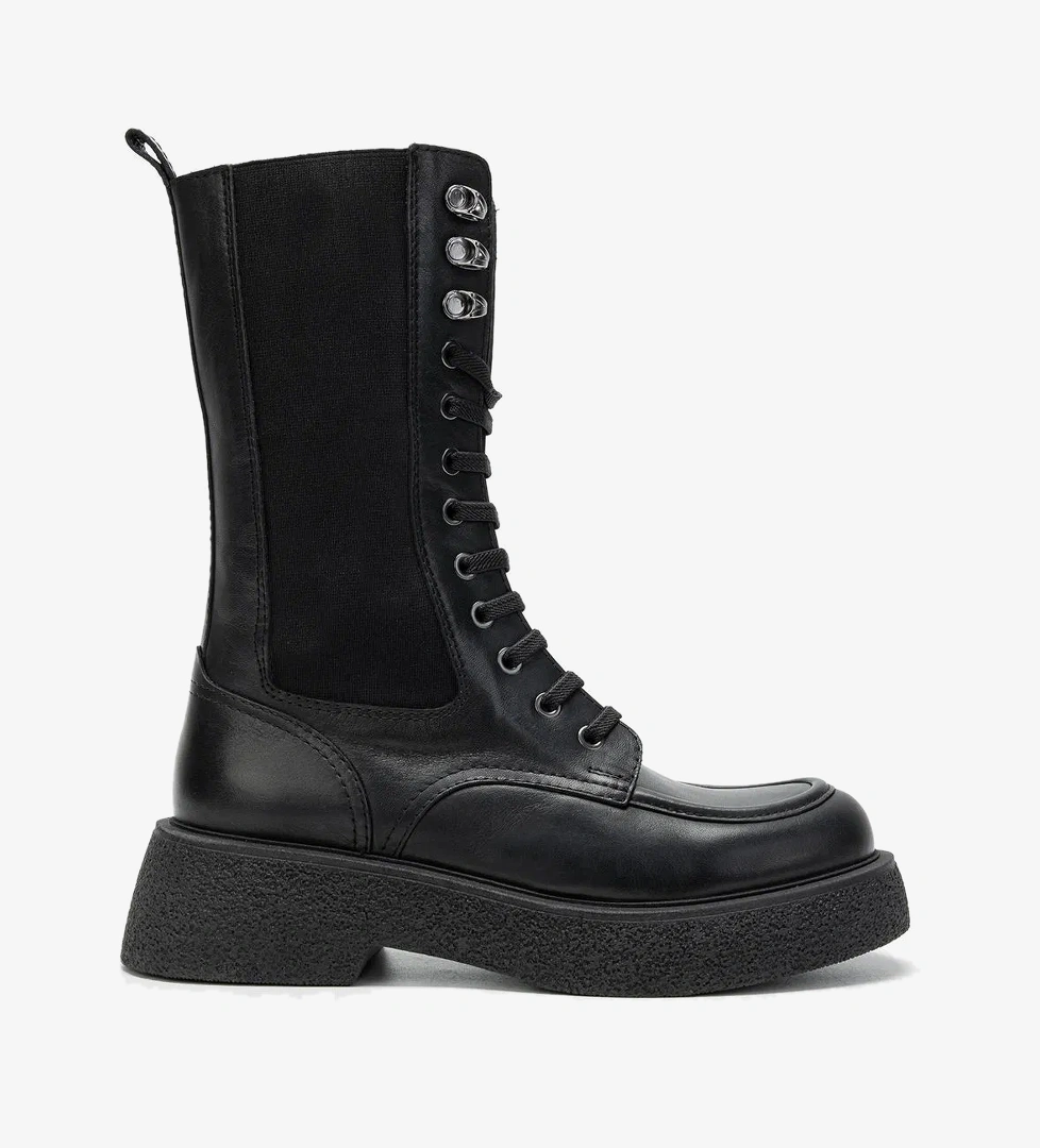 Valmenti Kadın Siyah Hakiki Deri Casual Bot - Görsel 1