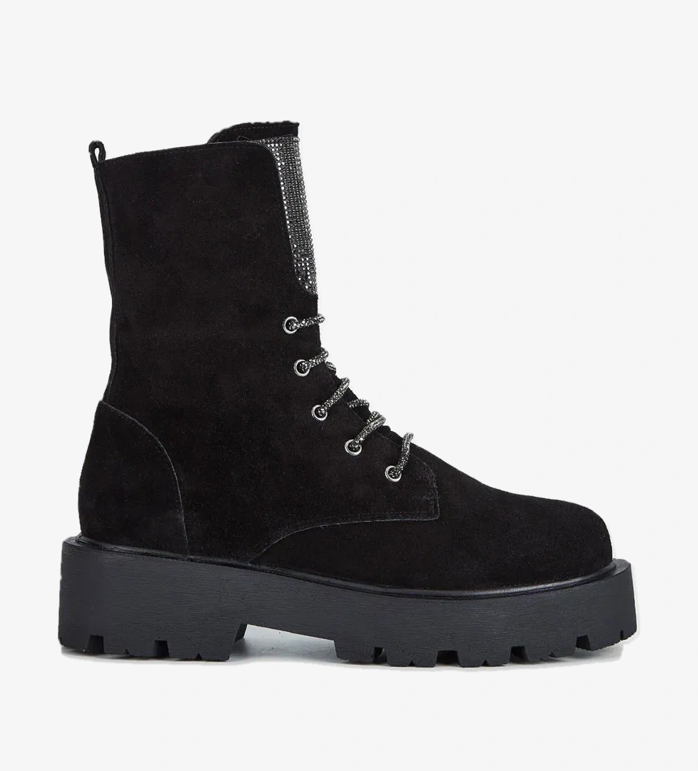 Valmenti Nagy Kadın Siyah Süet Hakiki Deri Casual Bot - Görsel 1