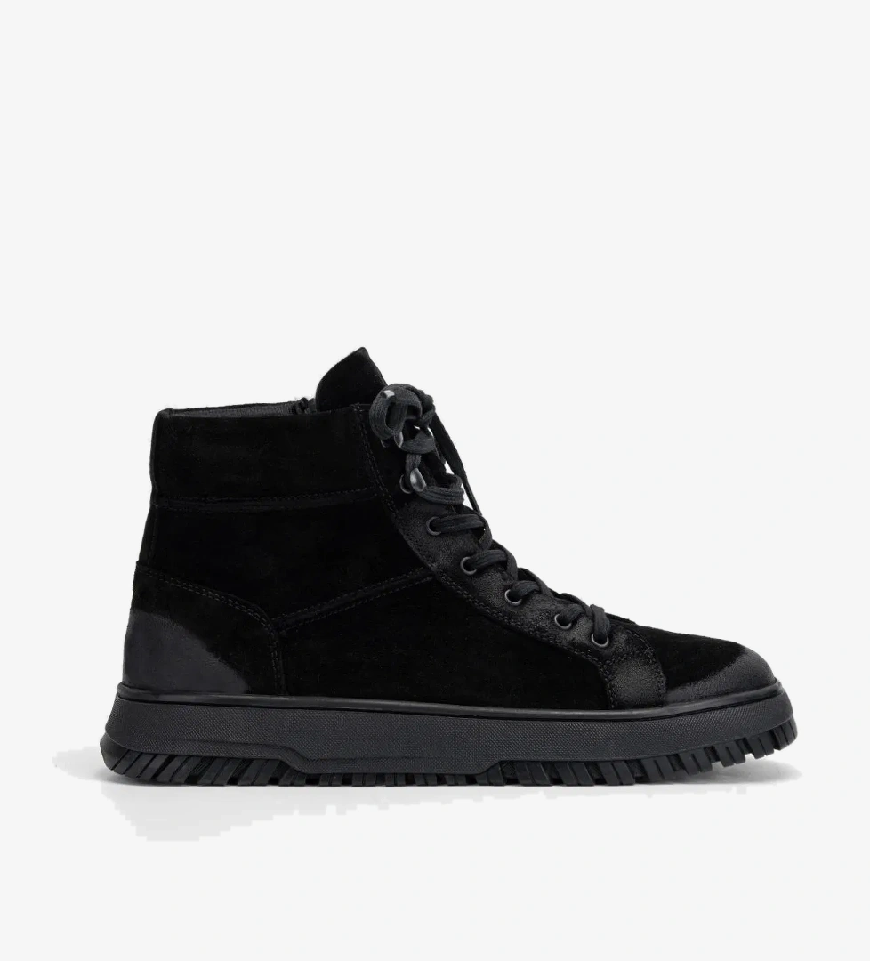 Valmenti Erkek Siyah grft Hakiki Deri Casual Bot - Görsel 1