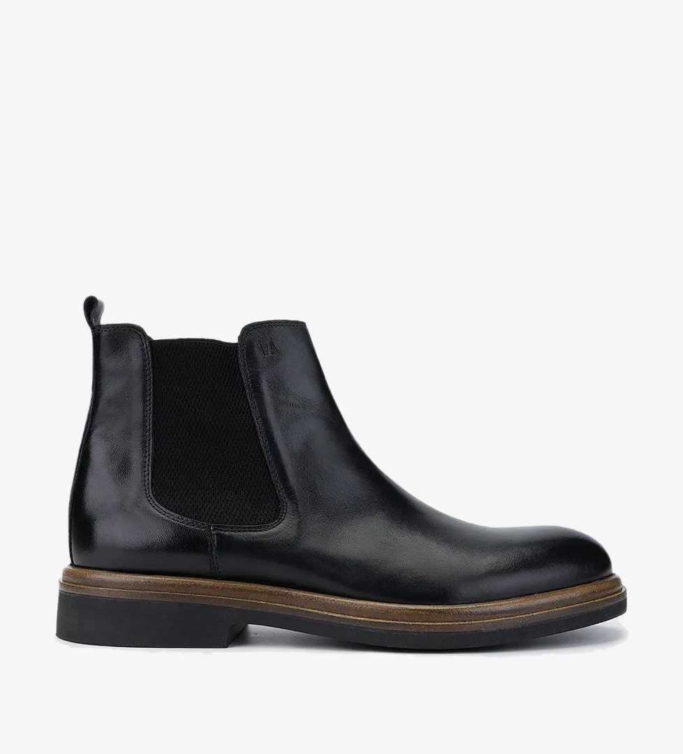 Valmenti Erkek Hakiki Deri Siyah Deri Casual Bot - Görsel 1