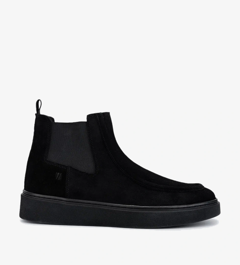 Valmenti Erkek Hakiki Deri Siyah Süet Casual Bot - Görsel 1