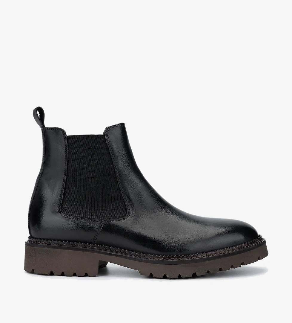 Valmenti Erkek Hakiki Deri Siyah Casual Bot - Görsel 1