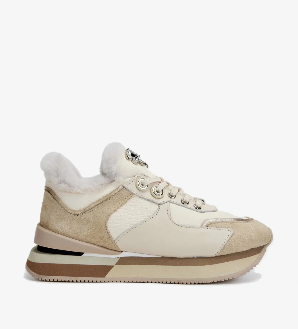 Valmenti Lina Kadın Bej Floter Hakiki Deri Sneakers & Spor Ayakkabı - Görsel 1