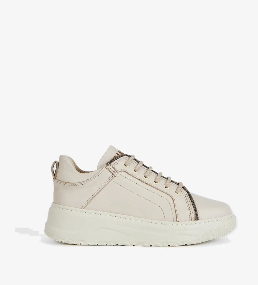 Valmenti Stellarion Kadın Bej Hakiki Deri Sneakers &amp; Spor Ayakkabı - Görsel 1