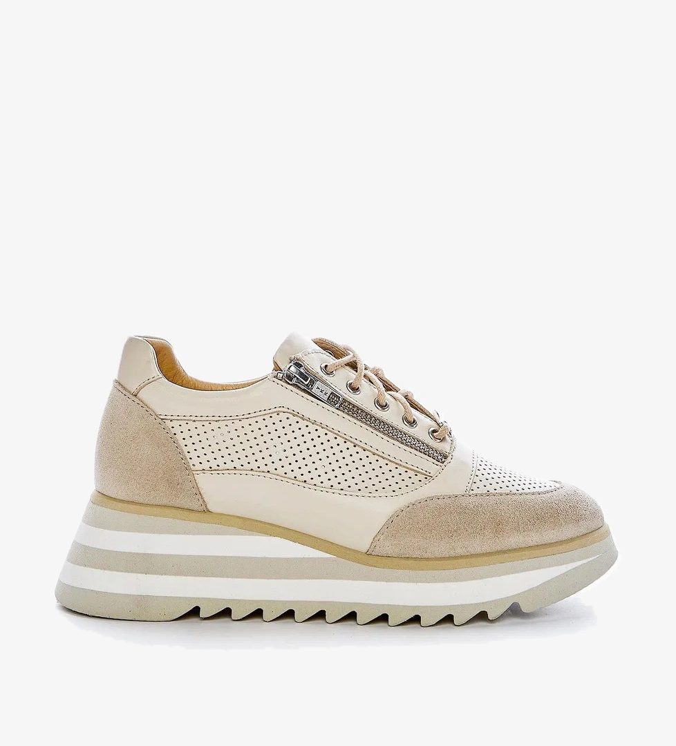 Valmenti İrene Kadın Bej Hakiki Deri Sneakers &amp; Spor Ayakkabı - Görsel 1