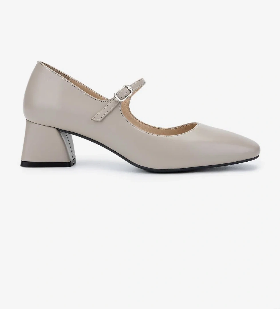 Valmenti Kadın Hakiki Deri Bej Topuklu Ayakkabı - Görsel 1