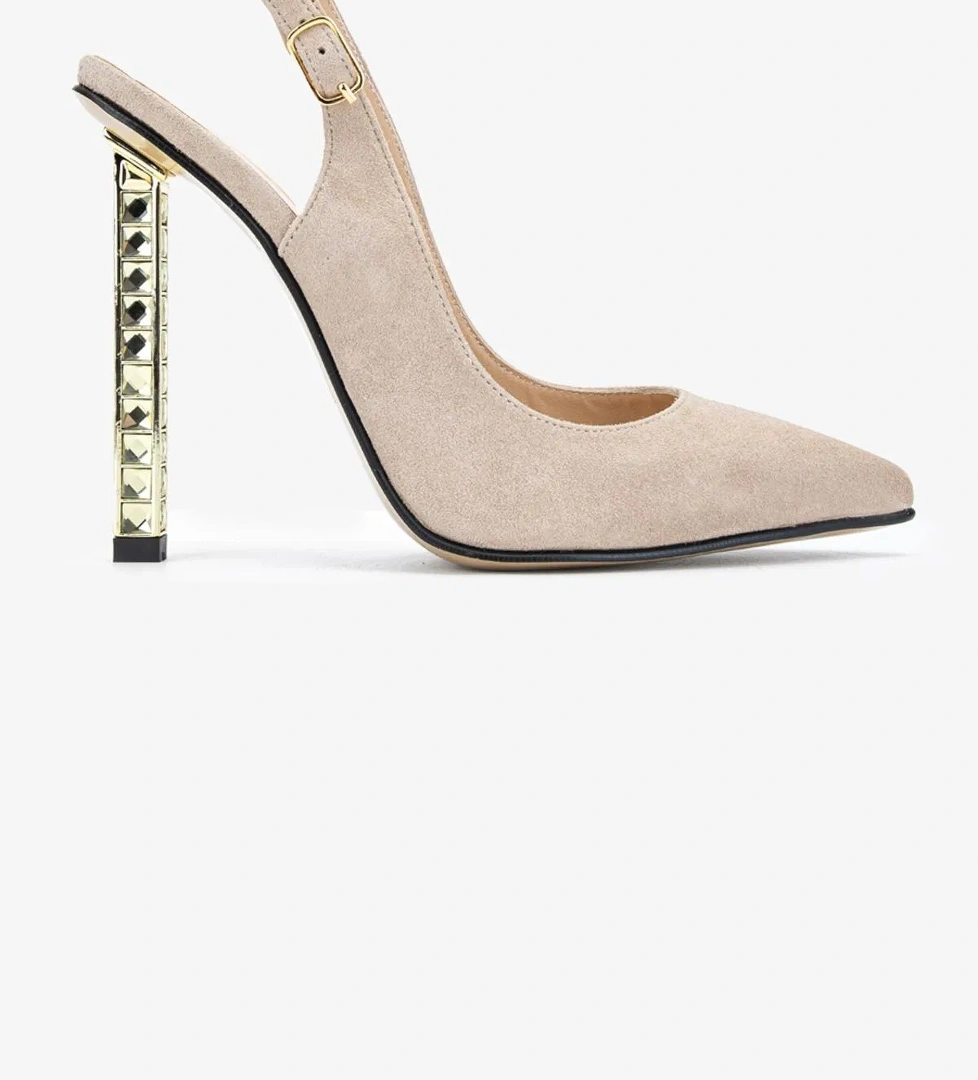 Valmenti Belina Kadın Taş Süet Hakiki Deri Topuklu Ayakkabı - Görsel 1