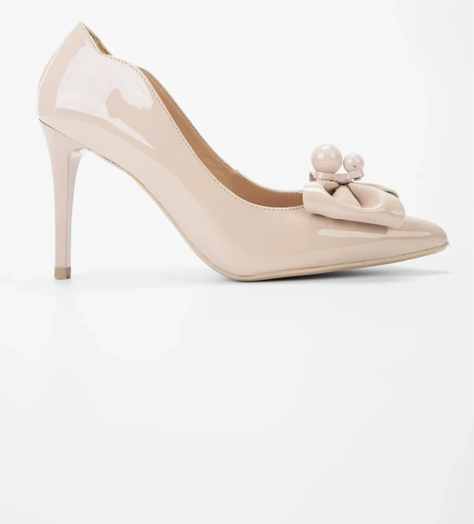 Valmenti Nozario Kadın Pudra Rugan Hakiki Deri Topuklu Ayakkabı - Görsel 1