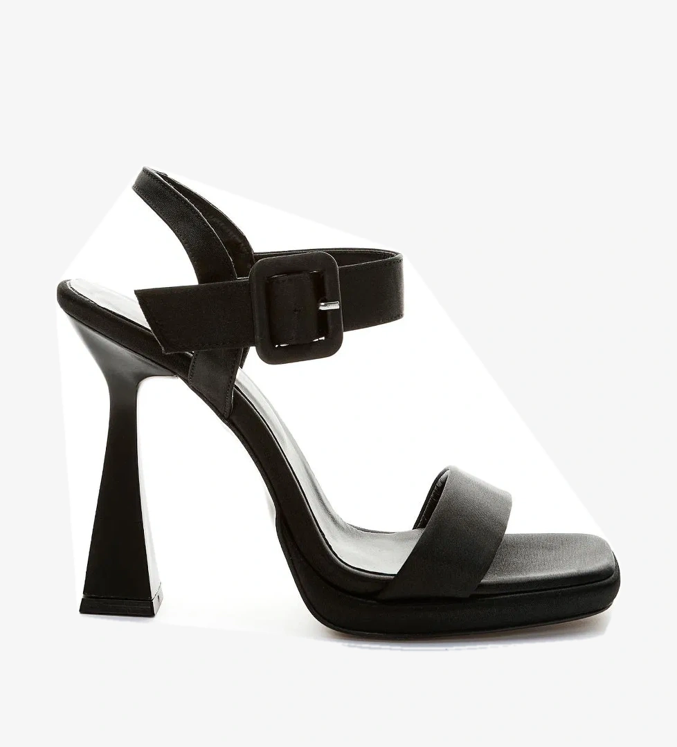 Valmenti Valmenti Ambra Kadın Siyah Saten Vegan Topuklu Ayakkabı model görseli