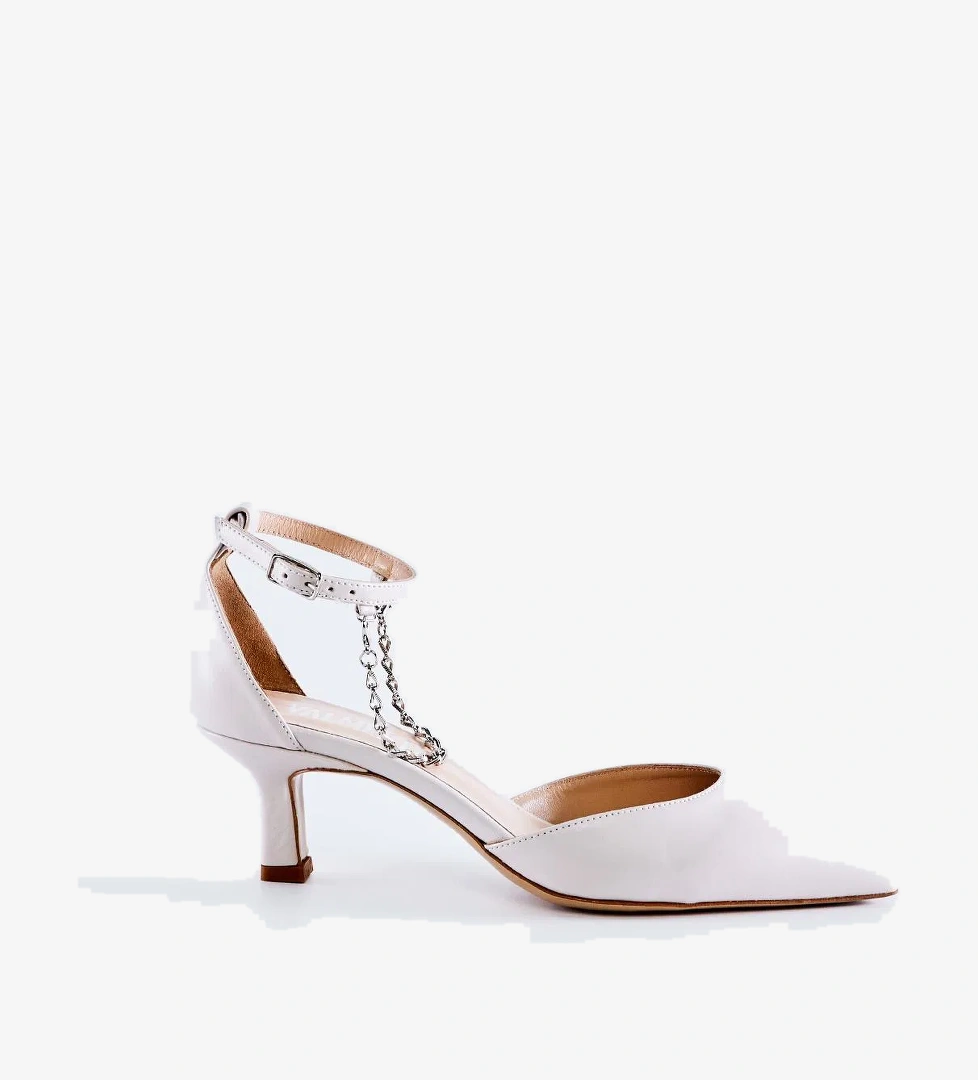 Valmenti Bianca Kadın Beyaz Hakiki Deri Topuklu Ayakkabı - Görsel 1