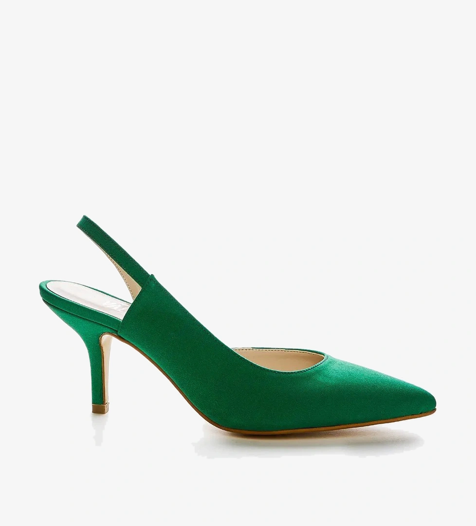 Valmenti Valmenti Fiorella Kadın Yeşil Saten Vegan Topuklu Ayakkabı model görseli