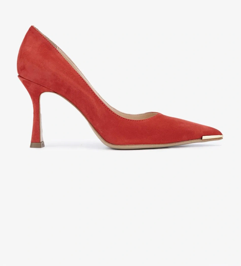 Valmenti Kastin Kadın Kırmızı Süet Hakiki Deri Topuklu Ayakkabı - Görsel 1