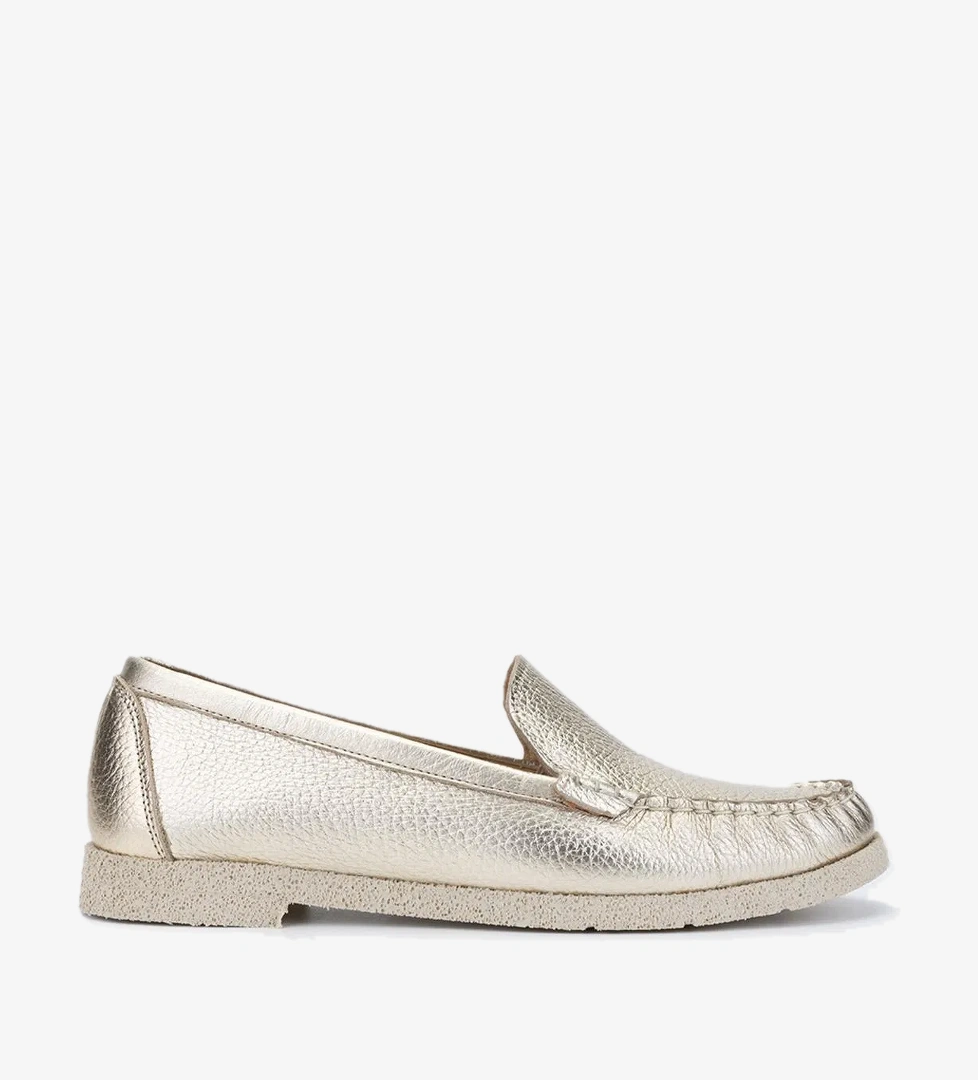 Valmenti Patrika Kadın Dore Hakiki Deri Loafer Ayakkabı - Görsel 1