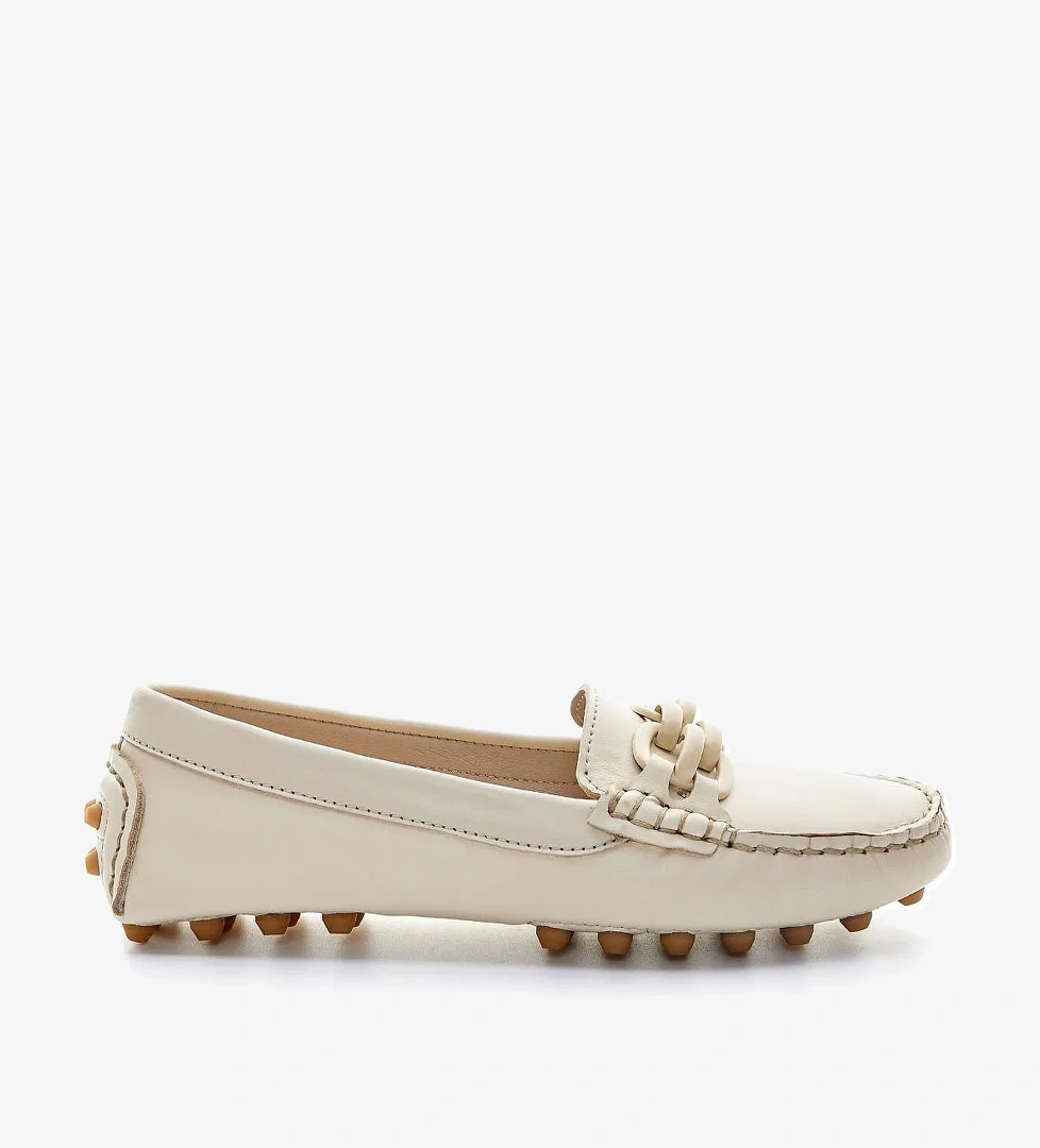 Valmenti Leane Kadın Bej Hakiki Deri Loafer Ayakkabı - Görsel 1