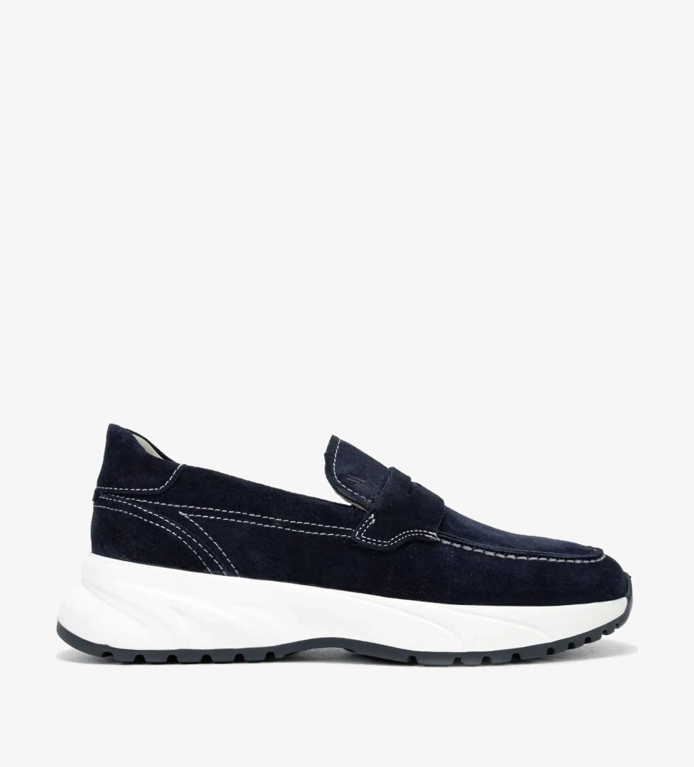 Valmenti Runo Erkek Lacivert Süet Hakiki Deri Loafer Ayakkabı - Görsel 1